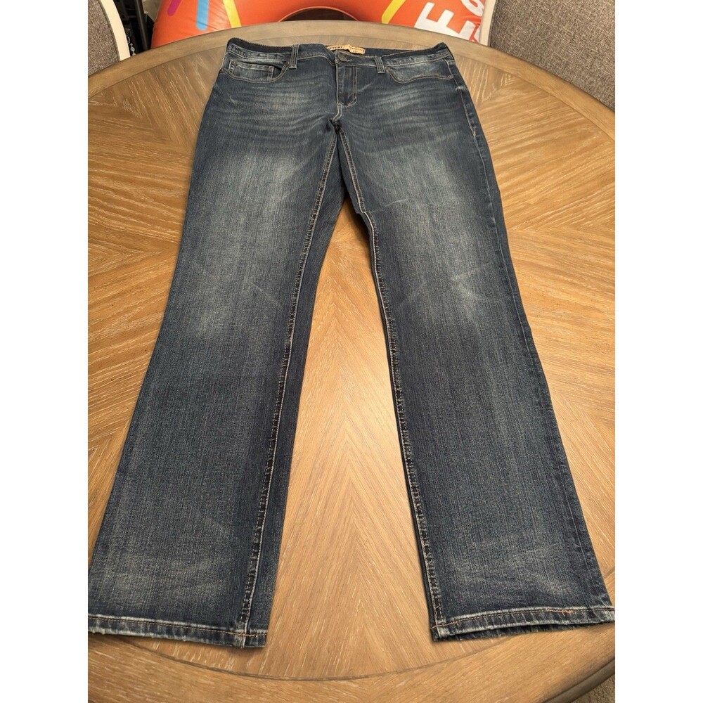 Seven7 Premium Denim Co Mens Straight Fit Jeans Medium Wash Blue W36 L34